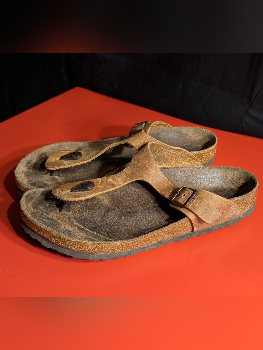 Birkenstock Brown Leather Women's Footbed Sandals with Adjustable Buckle